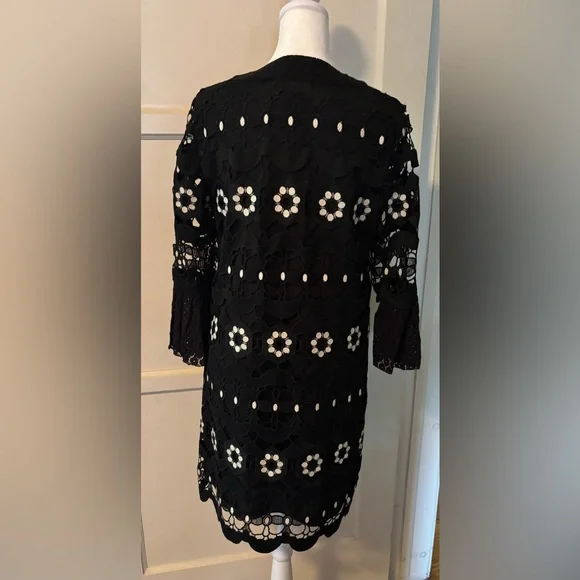 Anna Sui Black and White Floral Dress - Picture 2 of 4